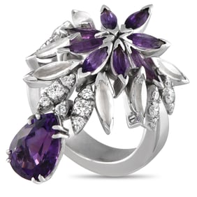 Pasquale Bruni 18K White Gold 0.45ct Diamond and Amethyst Ring PB08-050225