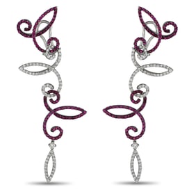 Roberta Porrati 18K White Gold 1.74ct Diamond and Ruby Earrings RP01-051925
