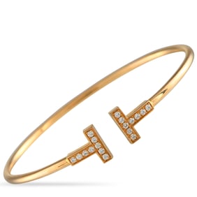 Tiffany & Co. T 18K Yellow Gold 0.24ct Diamond Bracelet TI13-052725