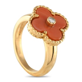 Van Cleef & Arpels Alhambra 18K Yellow Gold Coral Ring VC18-050625