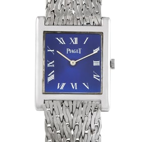 Piaget Tank Blue Roman Dial 18K White Gold Watch -