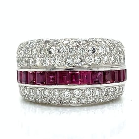 18K White Gold Ruby & Diamond Ring