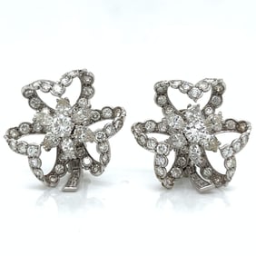Art Deco Platinum 11.10 Ct. Diamond Earrings