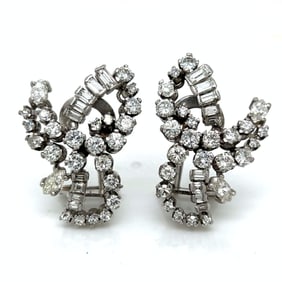 1950’s 18K White Gold 5.00 Ct. Diamond Earrings