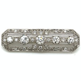Art Deco Platinum 3.05 Ct. Diamond Brooch
