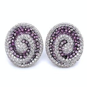 18K White Gold Pink Sapphire & Diamond Earrings