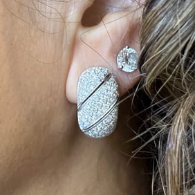 18K White Gold 3.25 Ct. Huggie Earrings