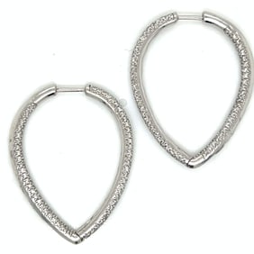 18K White Gold 3.00 Ct. Diamond Inside-Outside Hoop Earrings