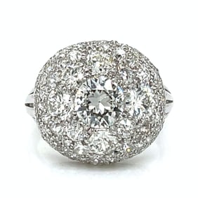 B & SONS Art Deco Platinum IGI Certified Diamond Ring