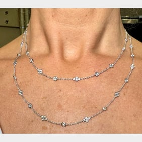 18K White Gold 5.80 Ct. Diamond by the Yard Necklace
