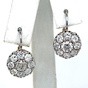 18K Yellow Gold & Platinum 3.70 Ct. Diamond Earrings