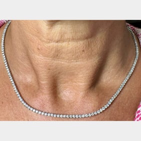 14K White Gold 6.30 Ct. Diamond Tennis Necklace