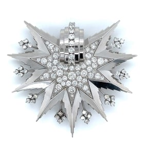 Art Deco Platinum 7.00 Ct. Diamond Starburst Brooch