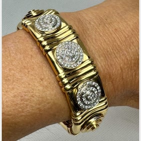 18K Yellow Gold Diamond Cuff Bracelet