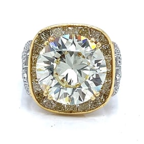 Platinum & 18K Yellow Gold 7.77 Ct. GIA CERTIFIED Diamond Ring