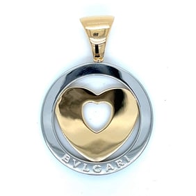 BVLGARI 18K Yellow Gold & Steel Heart Pendant