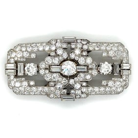 Art Deco Platinum 14.95 Ct. Diamond Brooch