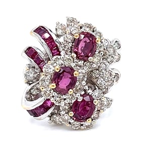 18K White Gold Diamond & Ruby Ring