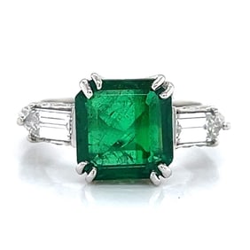 Platinum 3.27 Ct. Emerald & Diamond Ring