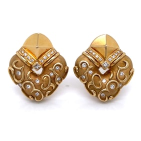18K Yellow Gold Diamond Earrings