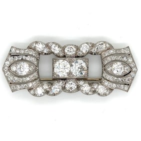 Art Deco Platinum 7.80 Ct. Diamond Brooch