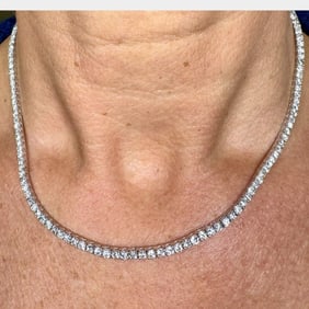 14K White Gold 11.10 Ct. Diamond Tennis Necklace