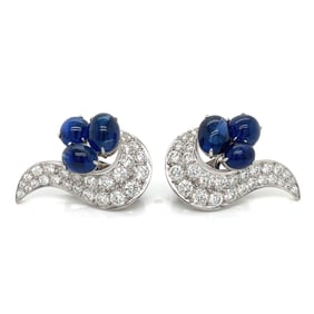 ALLETTO BROTHERS Platinum Sapphire & Diamond Earrings