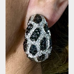 18K White Gold Black & White Diamond Earrings