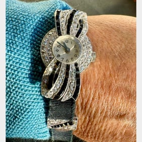 Art Deco Platinum Diamond Cocktail Watch