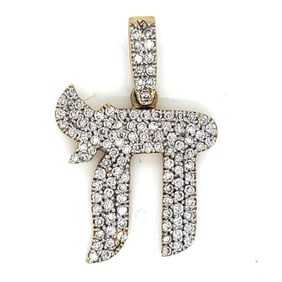 14K Yellow Gold 3.00 Ct. Diamond Chai Pendant