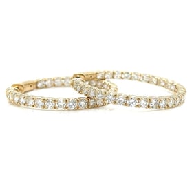 14K Yellow Gold 6.00 Ct. Diamond Hoop Earrings