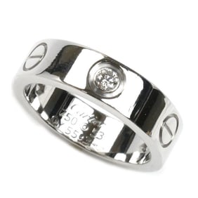 CARTIER 18KWG White Gold Love Half Diamond Ring B4032553 Size 13 53 9.0g Women's