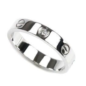 CARTIER 18KWG White Gold Mini Love 1P Diamond Ring B4050554 Size 14 54 4.8g Women's