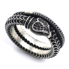 GUCCI Gucci Silver 925 Garden Snake Ring, Size 19.5, 15.7g, Men's