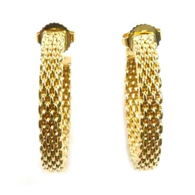 TIFFANY&Co. Tiffany 18KYG Yellow Gold Somerset Earrings 9.1g Mesh Women's