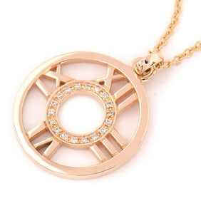 Tiffany Necklace for Women, Atlas Medallion Diamond Pendant, Pink Gold, 750PG, TIFFANY