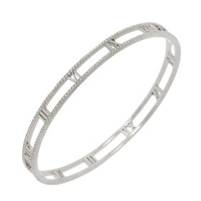 Tiffany & Co. Atlas Diamond Bangle 19cm K18 WG White Gold 750 Bracelet
