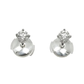 Tiffany & Co. Solitaire Diamond Earrings Pt Platinum Stud Pierced