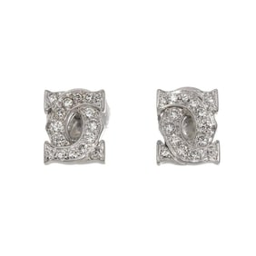 Cartier Entrelacé Diamond Earrings K18 WG White Gold 750 Pierced