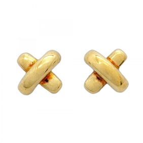 Tiffany earrings cross stitch 18KYG yellow gold ladies