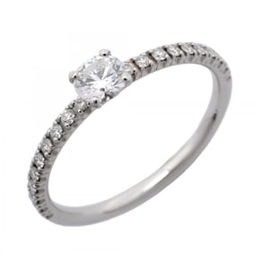 Cartier Ring Solitaire Ethancelle Half Eternity Pt950 Platinum Diamond 0.18ct #48 Ladies