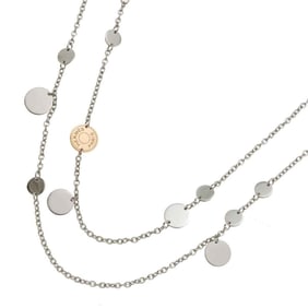 Hermes Confetti Sellier Long Necklace 90cm SV Silver 925 K18 PG Pink Gold 750