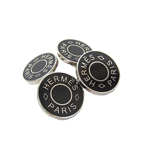 Hermes Sellier Metal No Stone Chain Link Cufflinks Black,Silver cuffs