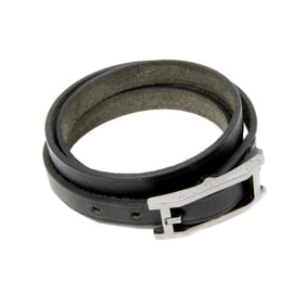 Hermes Hapi Choker Leather,Metal No Stone Bangle Black,Silver