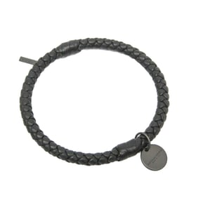 Bottega Veneta Intrecciato Leather No Stone Bangle Black