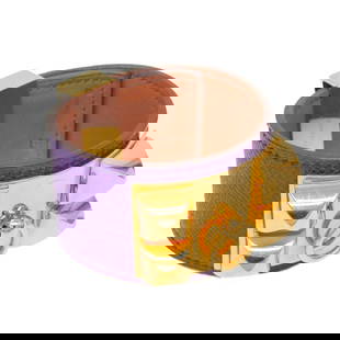 Hermes Collier De Chien Epsom Leather,Metal No Stone Bangle Gold,Purple: Category: Size Size: S Width: 3.9cm / 1.53'' Length: 14cm - 16.5cm / 5.51'' - 6.49'' Total Length: 21cm / 8.26'' Category: Design Type: Bangle Color: Gold, Purple Stone: No Stone Style: Fashion Gender