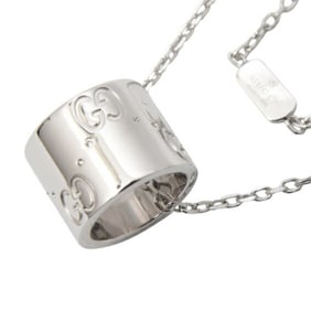 Gucci Necklace for Women and Men, Icon Ring Pendant Necklace, GG White Gold, GUCCI 750WG