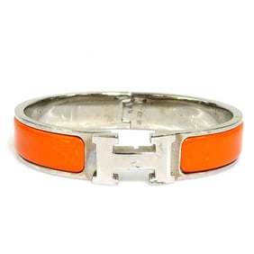 Hermes HERMES Bangle Bracelet Click Clack Metal Enamel Silver Orange Women's e60467a