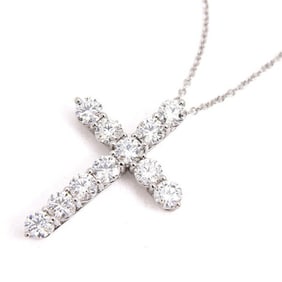 Tiffany Necklace Women's Large Cross Diamond Platinum TIFFANY PT950