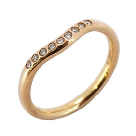 Tiffany ring, curved band, 9PD, 18KPG, pink gold, diamond, size 9, ladies